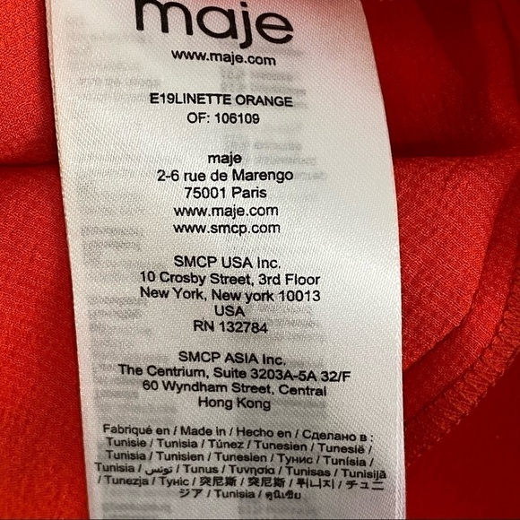 Maje Lace Trim Camisole Tank Top Red Orange White Spaghetti Strap - Picture 7 of 9